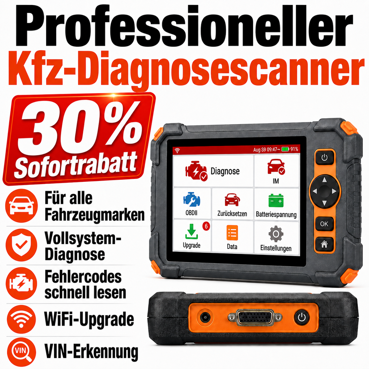 Profi KFZ Diagnosegerät Auto OBD2 Scanner All System Auslesegerät